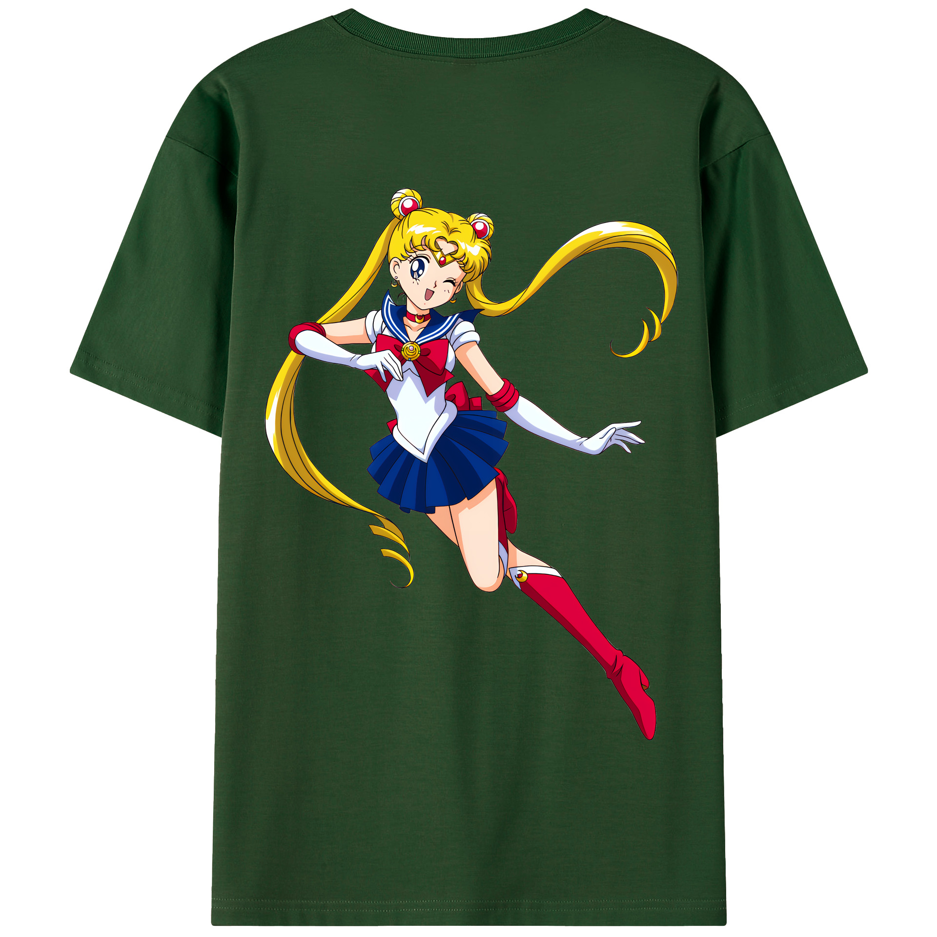 （画像用） 美少女戦士セーラームーン 月野 うさぎ つきの うさぎ Sailor Moon Tsukino Usagi 綿100％半袖Tシャツ（背面プリント）